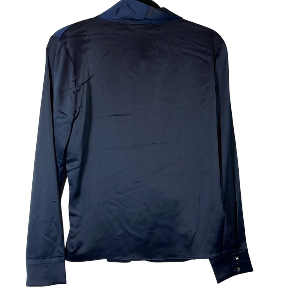GRACIA Elegant Long Sleeve Blouse in Navy Size L - Picture 4 of 5